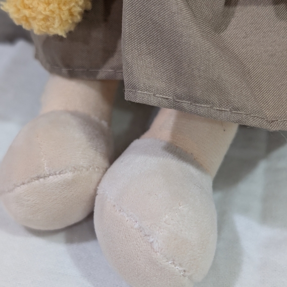 Waldorf Doll Handmade 10" Plush Cotton Girly Stitched yellow hair brown dress - Picture 3 of 5